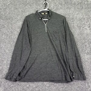 Vintage Campus Shirt Mens Large Gray Knit Collared 1/4 Zip Pullover Casual City